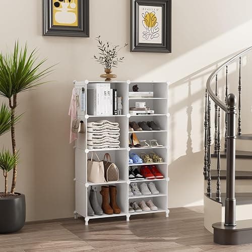 AWTATOS Closet Organizer 8 Cube Storage Shelves Closet Clothes Organizers and Storage Stackable Cubby Shelving for Closet Bedroom Living Room Office White thumbnail 2