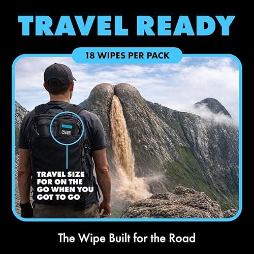 DUDE Wipes Unscented Travel Wipes - 1 pack (18 Count) - Extra-Large Adult Flushable Wipes for Sensitive Skin - Infused with Vitamin E and Aloe - Septic and Sewer Safe thumbnail 2
