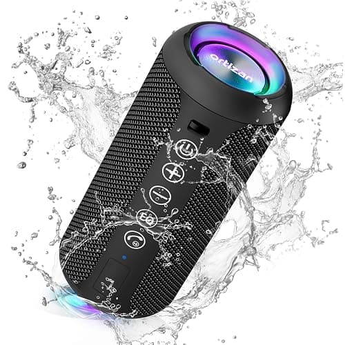 Ortizan Portable Bluetooth Speaker x Stocking Stuffers: IPX7 Waterproof, Wireless, Big Sound, Deep Bass, Dual Pairing, 30H Playtime, White Elephant Gift for Adults Men Women Teen Boys Girls (Black) - Image 1