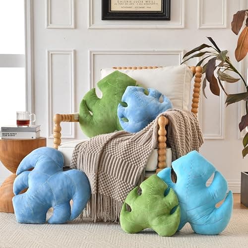 Leaf Pillow, Cute Decorative Throw Plant Pillow Aesthetic Decor Nature Pillow for Bed Couch, Leaves Shaped Pillow Perfect for Bedroom Living Room (Light Green, 15 Inches) thumbnail 4