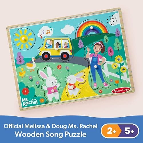 Melissa & Doug® Ms. Rachel™ Wooden Song Peg Puzzle, 6-Piece Light-Activated Sound Puzzle with Full Songs, Toddler Toys for Boys and Girls Ages 2-5+ Years - FSC Certified thumbnail 9
