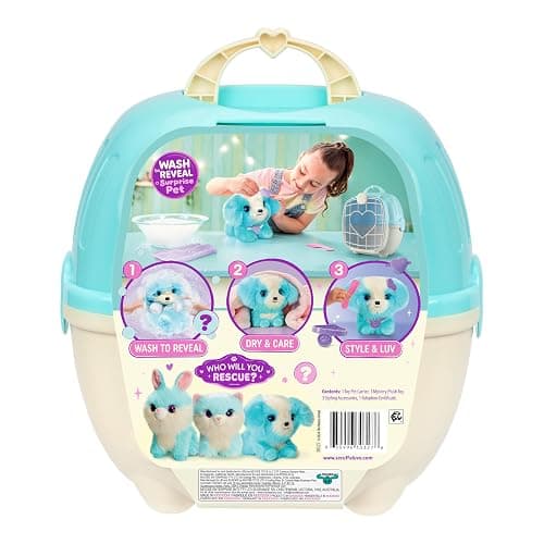 SCRUFFALUVS Blue Surprise Pet, Mystery Plush Toys, Stuffed Animals, Wash to Reveal 1 of 3 Rescue Pets: Puppy, Bunny, or Kitty - Includes 8.7" Deluxe Pet Carrier - Styles May Vary thumbnail 9