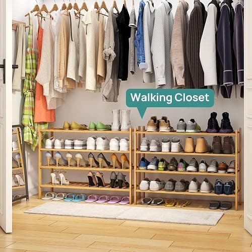 viewcare Shoe Rack, 4-Tier Long Shoe Rack for Entryway, Bamboo Wood Shoe Shelf for Closet & Hallway, Long 33IN | Beautiful | Functional | Sturdy | Durable thumbnail 2