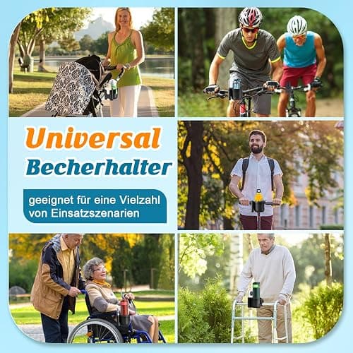 Getränkehalter für Kinderwagen Buggy Zubehör, Muttertagsgeschenke für Mama, Guiseapue Universal Becherhalter Kaffeehalter Kinderwagen Rollator Fahrrad Cup Holder, Baby Erstausstattung Neugeborene - Schwarz thumbnail 6