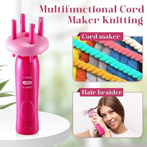 Enhon Cord Maker Portable Fringe Twister, Handheld Cord Maker for Craft Yarn Making Twister for Beginners(Pink) thumbnail 2