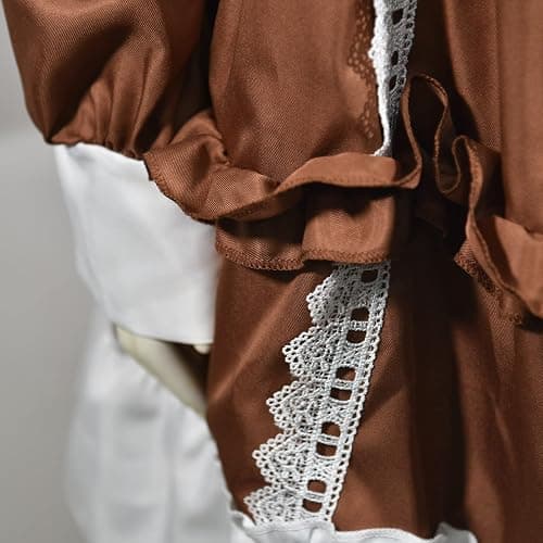 GYATSOCYG Girls Lolita Princess Dress Kawaii Long Sleeve Chiffon Skirt Cute Girl Dress Brown thumbnail 3