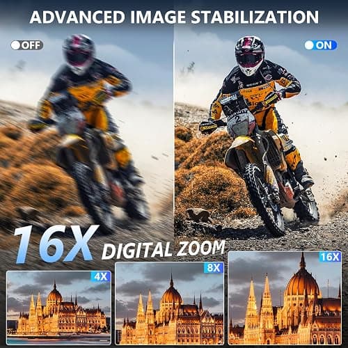 8K 88MP Digital Camera WiFi Cameras for Photography with 3.2" Touchscreen | 16X Zoom, Autofocus, Professional Dual Camera, Anti-Shake, 2 Batteries & Charging Stand, 64GB Card, Flash, Lens Hood thumbnail 7