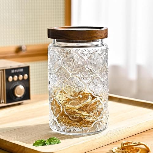 Adodeen Glass Storage Containers With Lids, Glass Jars With Lids, 32OZ | Airtight Glass Food Storage Containers, Kitchen Canisters For Sugar, Coffee, Tea, Spice, Flour, Candy, Pasta, Cereal thumbnail 5