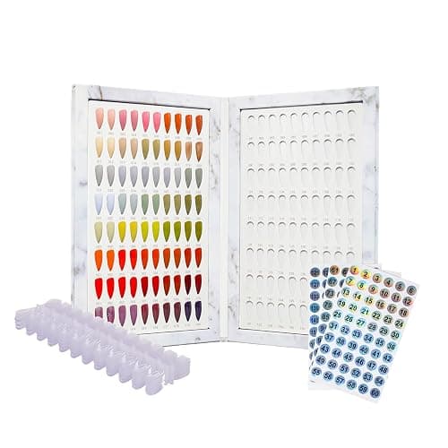 Acycoin2A 160 Colors Nail Color Display Book Gel Polish Swatch Chart Salon Tools Diy Art Showing Shelf Coloring Board with 240 Nail Tips and Number Sticker Label (A) thumbnail 2