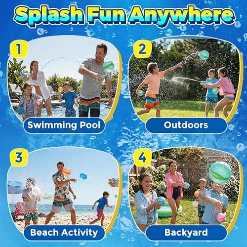 Reusable Water Balloons,12 Pcs Magnetic Splash Refillable Balls,Summer Water Toys for Kids Pool Beach & Outdoor (12pcs) thumbnail 6