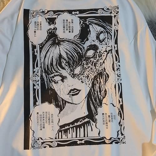 Gothic Cartoon Horror Graphic T-Shirt Women Character Print Loose Punk Japanese Pullover Top Harajuku Street Tees … thumbnail 2