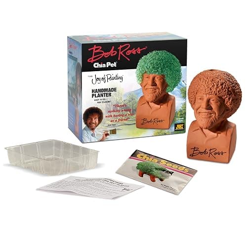 Chia Pet Bob Ross with Seed Pack, Decorative Pottery Planter, Easy to Do and Fun to Grow, Novelty Gift, Perfect for Any Occasion thumbnail 4