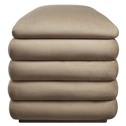 Modway Mezzo 46 Inch Performance Velvet Upholstered Storage Bench in Taupe - Channel Tufted Ottoman for Bedroom, Entryway - Versatile Bed and Living Room Bench with Storage thumbnail 4