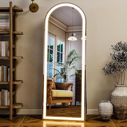 GLSLAND 20"x56" Arched LED Full Length Mirror with Lights – Wall Mounted or Standing Full Body Mirror for Bedroom/Cloakroom – Dimmable with 3 Color Lighting Modes thumbnail 8