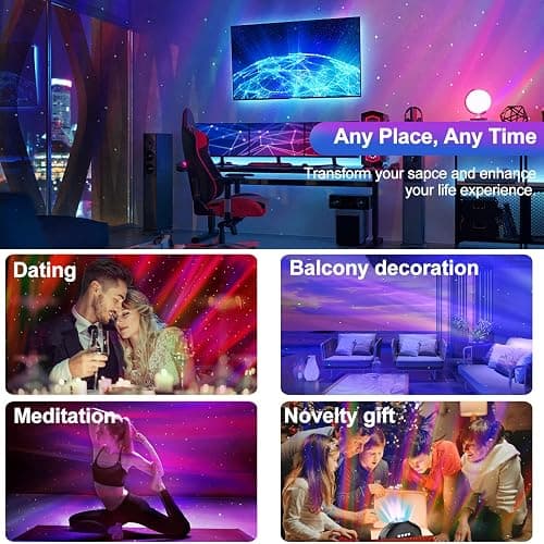 Northern Lights Aurora Projector,CIMELR Star Projector Music Bluetooth Speaker and White Noise,Galaxy Light with Remote Control, Night Light for Bedroom, Room Decor, Ceiling, Gift for Kids Adults thumbnail 6