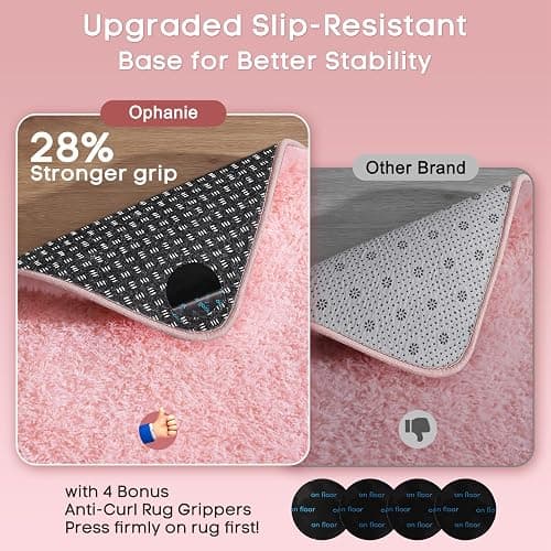 Ophanie Pink Rug for Bedroom Girls, Kids Fluffy Kawaii Fuzzy Furry Shag Area Rug, Cute Plush Soft Shaggy Bedside Indoor Floor 4x6 Carpet for Teen Nursery Dorm Home Room Decor Aesthetic thumbnail 4