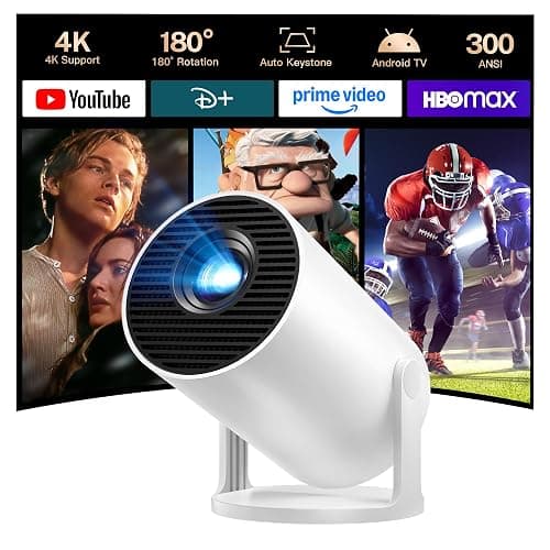 LYNCAST Mini Projector Portable Small Projecteur Portatif [Built-in Apps & 2026 Upgraded] Smart Movie Projector with WiFi 6 and Bluetooth 5.4 Auto Keystone, Compatible with HDMI/USB/iOS HY300Pro+ - Image 1