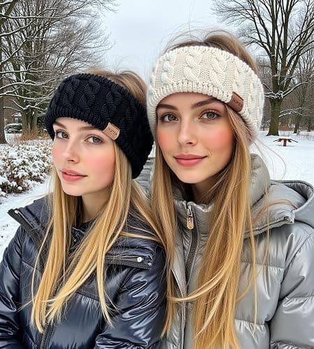 Sofier Winter Headbands for Women Knit Ear Warmers Soft Fuzzy Fleece Lined Cold Weather Ear Muffs Christmas Stocking Stuffers Gifts thumbnail 3
