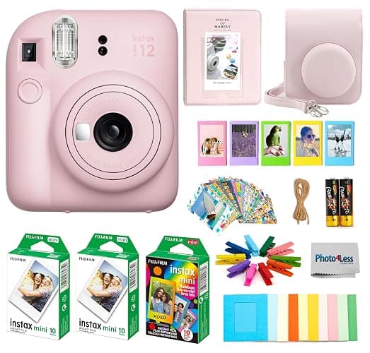 Fujifilm Instax Mini 12 Instant Film Camera, Fuji Instax Mini Film (20 Sheets), Fuji Rainbow Instant Film (10 Sheets), Protective Case, Album, Insax Mini Accessory Bundle (Blossom Pink) - Image 1