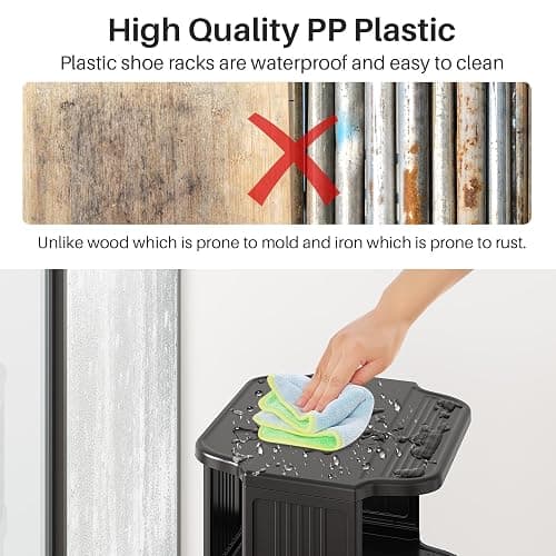 Kitstorack Vertical Shoe Rack: 8 Tiers Stackable Shoe Rack for Closet DIY Free Standing Shoe Organizer Small Shoe Shelf for Small Spaces and Narrow Spaces Plastic thumbnail 6