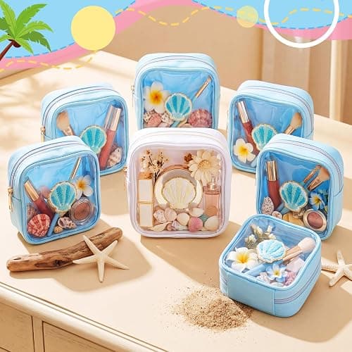 Sunnymove 8 Pcs Seashell Chenille Patches Bachelorette Party Decor Blue White Last Toast on The Coast Waterproof Clear Makeup Bag with Zipper Gifts Bridal Bag for Summer Beach Wedding Party thumbnail 5