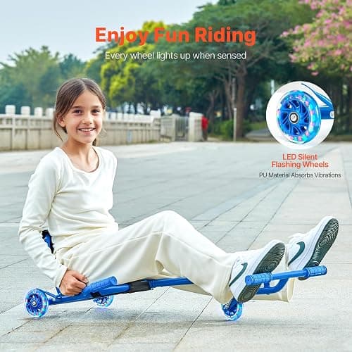 VEVOR Ride on Scooter, Load Capacity of 198 lbs, Swing Side-to-Side for Amazing Ride Powered by Zig-Zag Motion, Ride on Drifting Toy for Ages 10+, Rides on Any Hard Surface for Indoor & Outdoor, Blue thumbnail 4