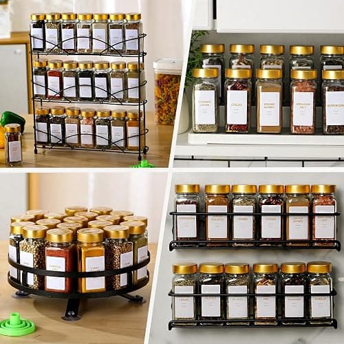 JARXSUN Glass Spice Jars with Label, 24Pcs Spice Jars with Shaker Lids-4 oz Gold Spice Seasoning Jars Bottles Containers Set for Spice Rack (24) thumbnail 3