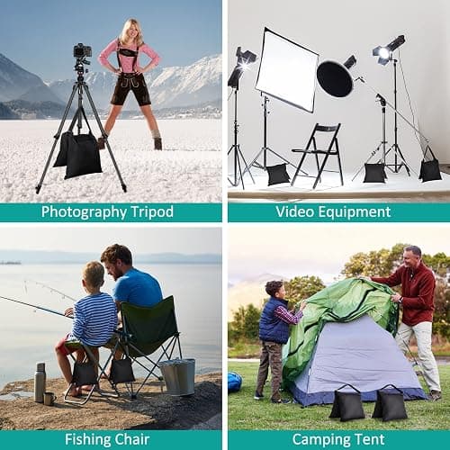 Aimosen 4 Packs Sandbags Weight Bags for Light Stand Photography Video Equipment, Heavy Duty Saddlebag for Backdrop Stand, Photo Tripod, Canopy, Pop up Tent, Umbrella Base, Fishing Chair, Picnic Table thumbnail 6