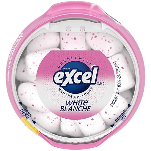 EXCEL White Bubblemint, Teeth Whitening Sugar Free Chewing Gum, 60 Pieces, 6 Bottles thumbnail 6
