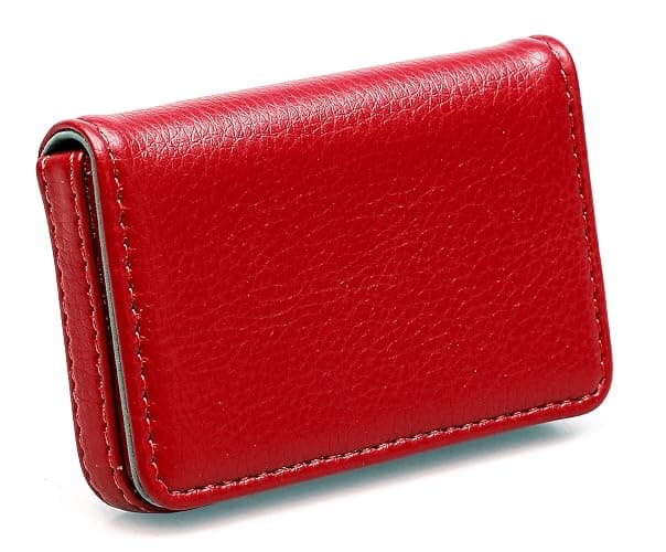 RFID Blocking Wallet - Minimalist Leather Business Credit Card Holder with Magnetic - Red thumbnail 3