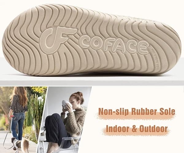 COFACE Women's Memory Foam House Slippers Arch Support Moccasin Winter Shoes Ladies Warm Fuzzy Faux Fur Collar With Indoor Outdoor Rubber Sole thumbnail 7