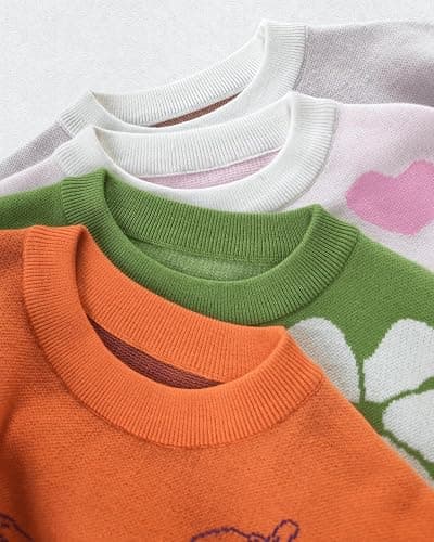 Girls Fall Sweaters Pattern Casual Crewneck Long Sleeve Knit Pullover Tops for Kids Size 5-14 Years thumbnail 4