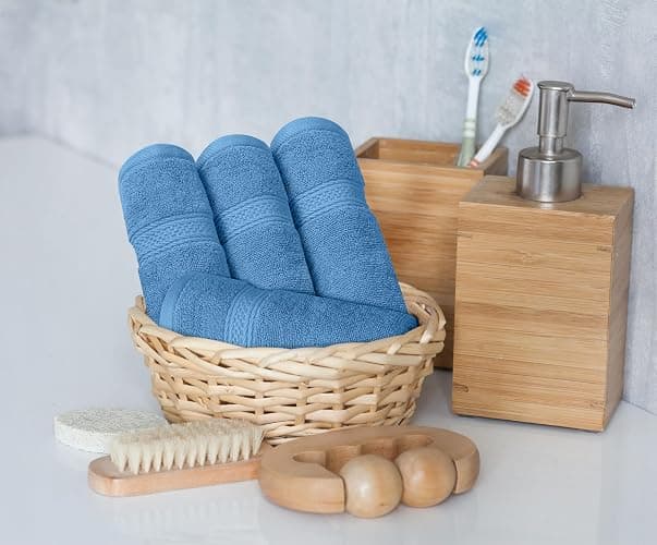 Utopia Towels 8 Piece Premium Towel Set, 2 Bath, 2 Hand, and 4 Wash Cloths, 600 GSM 100% Ring Spun Cotton, Highly Absorbent Towels for Bathroom, Gym, Hotel, and Spa, Electric Blue - 8 Pieces Towel Set - Electric Blue thumbnail 8
