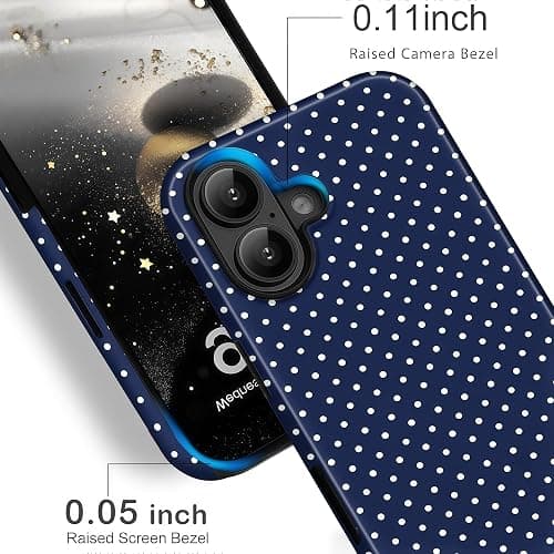 Aleviker Case for iPhone 17, Glossy Hybrid 2-Layer Hard Shell, Aesthetic Scratch Resistant Cover, Navy Blue Polka Dot thumbnail 4