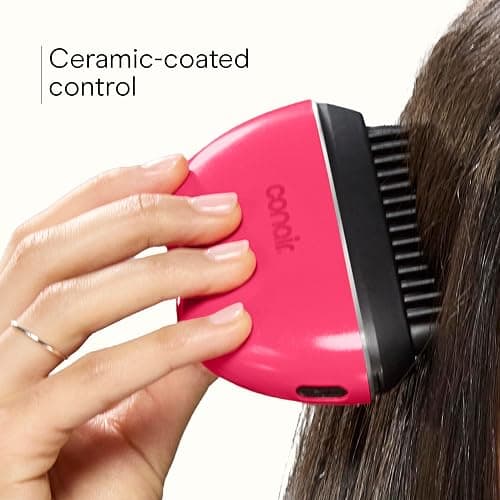 Conair 5-Minute Fix Touch-up Tool Straightening Brush, Rechargeable, Pink | Cordless, on-the-go design to smooth and refresh styled looks, ionic smoothing for frizz control, adjustable heat thumbnail 4