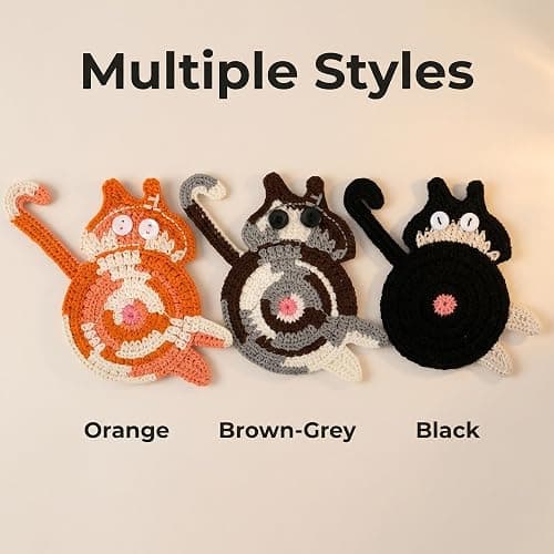 Cat Gifts for Cat Lovers 3PCS Cat Coaster Woven Creative Cute Cat Coaster Insulation Coaster Coffee and Tea Coaster Desktop Gifts thumbnail 5