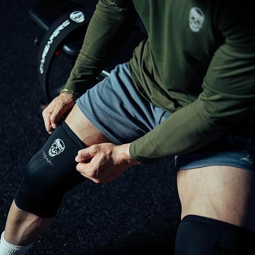 Gymreapers Knee Sleeves (1 Pair) With Gym Bag - IPF Approved - Knee Compression Sleeve Support for Squats, Weightlifting, and Powerlifting 7MM Neoprene Sleeves - 1 Year Warranty (Black/Black, Medium) thumbnail 5