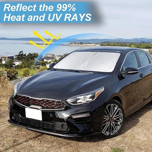Custom Fit Kia Forte Windshield Sunshade for Kia Forte 2019 2020 2021 2022 2023 2024 2025 Front Window Shades Cover for Windshield Sun Visor Protector 210T Reflector Blocks UV Rays Cooler Accessories thumbnail 5