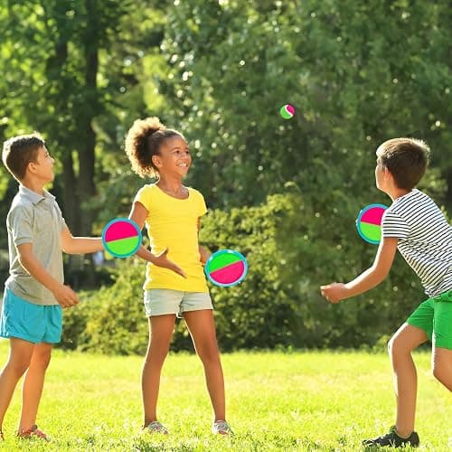 Aunnitery Outdoor Games, Toss and Ball Set with 6 Paddles and 3 Balls, Perfect Yard Games Outdoor Toys Games for Kids Ages 4-8 Easter Gifts for Kids/Adults/Family thumbnail 3