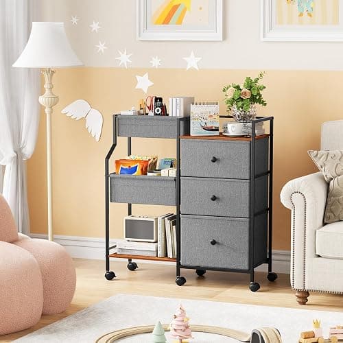 Modanais Baby Diaper Caddy Organizer Cart - 3 Tier Rolling Cart with Dividers and Drawers, Easy To Assemble, Mobile Utility Cart with Wheels for Nursery, Bedroom, Changing Table & Crib thumbnail 6