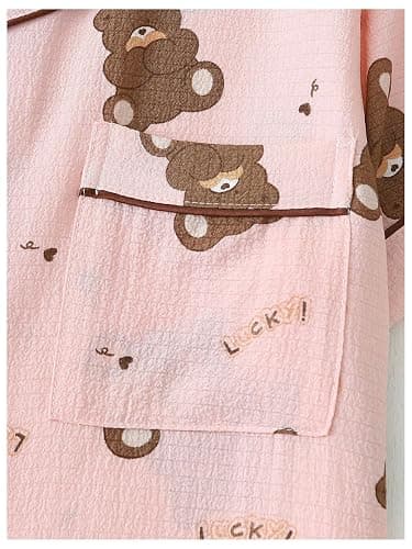 Verdusa Pajamas For Women Set 2 Piece Summer Pajama Sets Cute Pjs Lounge Matching Button Shirt with Shorts thumbnail 5