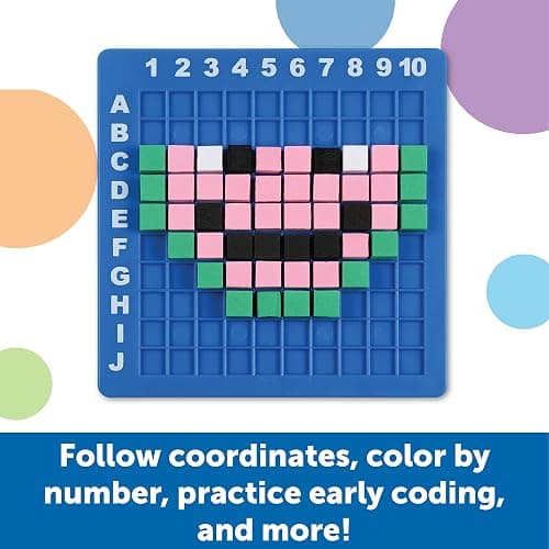 Learning Resources STEM Explorers Pixel Art Challenge - Science Kits & STEM Activities for Kids, Pattern Blocks, Fine Motor Skills, Math Manipulatives, Sorting and Counting, Gifts for Boys and Girls thumbnail 5