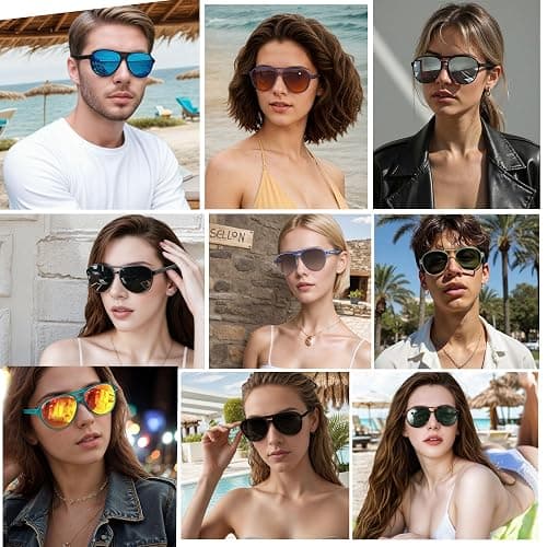 ANDWOOD Retro Polarized Aviator Sunglasses for Women Men Classic 70s Vintage Trendy Square Aviators thumbnail 4