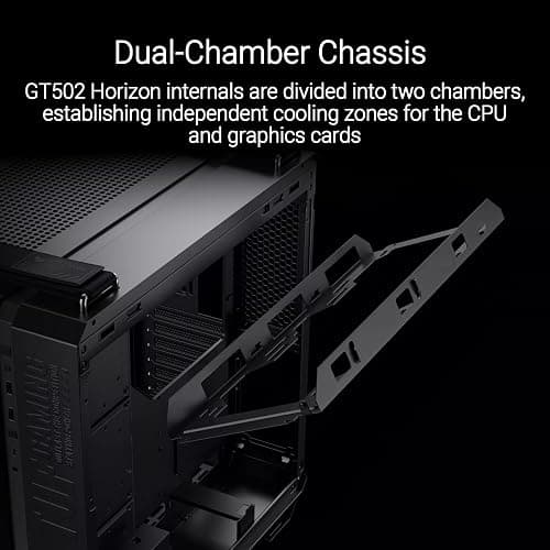 ASUS TUF Gaming GT502 Horizon ATX Mid-Tower PC Case (Boundless Panoramic Design, Dual-Chamber, Independent CPU and GPU Cooling Zones, Tool-Free Side Panels, USB 10 Gbps Type-C® Front Panel) thumbnail 2