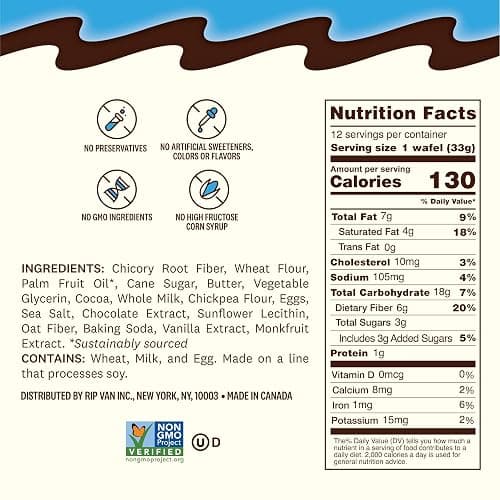 Rip Van Wafels Cookies & Cream Stroopwafels - Healthy Snacks - Non GMO Snack - Keto Friendly - Office Snacks - Low Sugar (3g) - Low Calorie Snack - 12 Count thumbnail 2