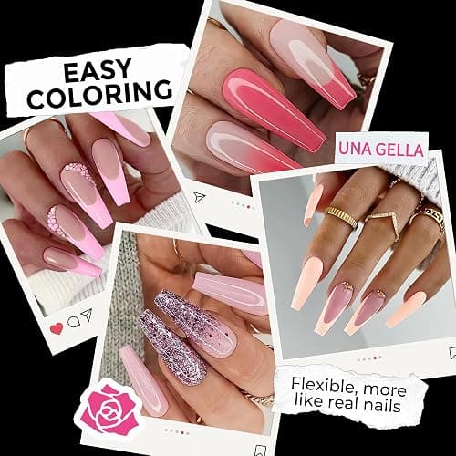 UNA GELLA Long Coffin Nail Tips, 216pcs/12 Sizes Soft Gel Tips | Full Cover Acrylic Fake Nails, Salon Quality Nail Supplies, Easy DIY Extension Press On Nails, Gift for Women thumbnail 4