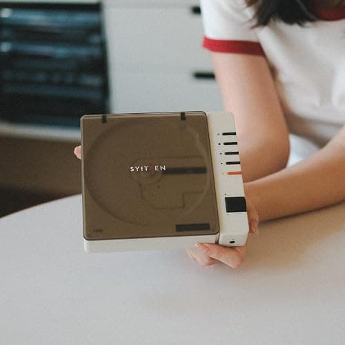 syitren R300 CD Player Bluetooth Portable Desktop Retro CD Player for Home Fiber Output No Built-in Speaker White Gift (White) thumbnail 8
