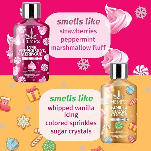 Hempz Holiday Mini Lotion Gift Set, Pink Peppermint & Frosted Vanilla Sugar Cookie Moisturizer, Sweets & Treats Duo, 2.25 oz thumbnail 5