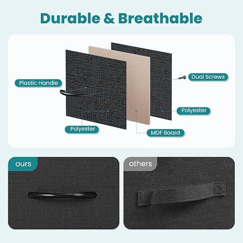 OLIXIS Dresser for Bedroom with 5 Drawers, Wide Chest of Drawers, Fabric Bedroom Dresser with Drawer Organizer, Storage Organizer Unit with Fabric Bins for Closet, Living Room, Hallway, Classic Black - Classic Black - 11.9"D x 38"W x 20.9"H (5 Drawers) thumbnail 5