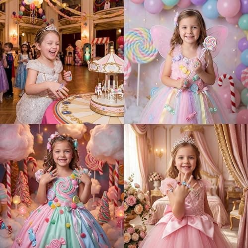 PASEMM 36pcs Little Girl Rhinestone Gem Rings,Adjustable,Random Color Style Diamond Kids Play Rings in Box,Pretend Play and Dress Up Rings for 4-12 Year Old Girl Birthday Gifts, 3 4 5 6 7 8 9 10 11 12 thumbnail 7
